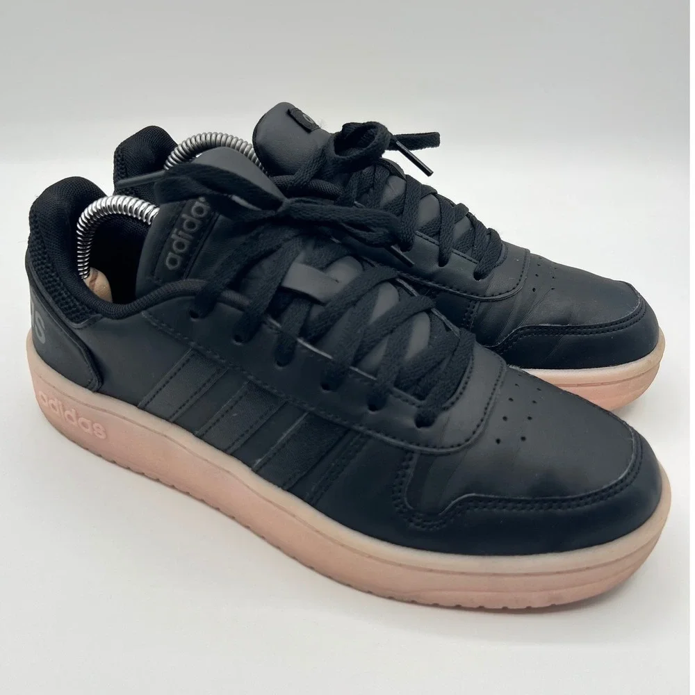Adidas Hoops 2.0 Low Top Womens Sneakers Style EE7895 Black Pink Gum Size 8
